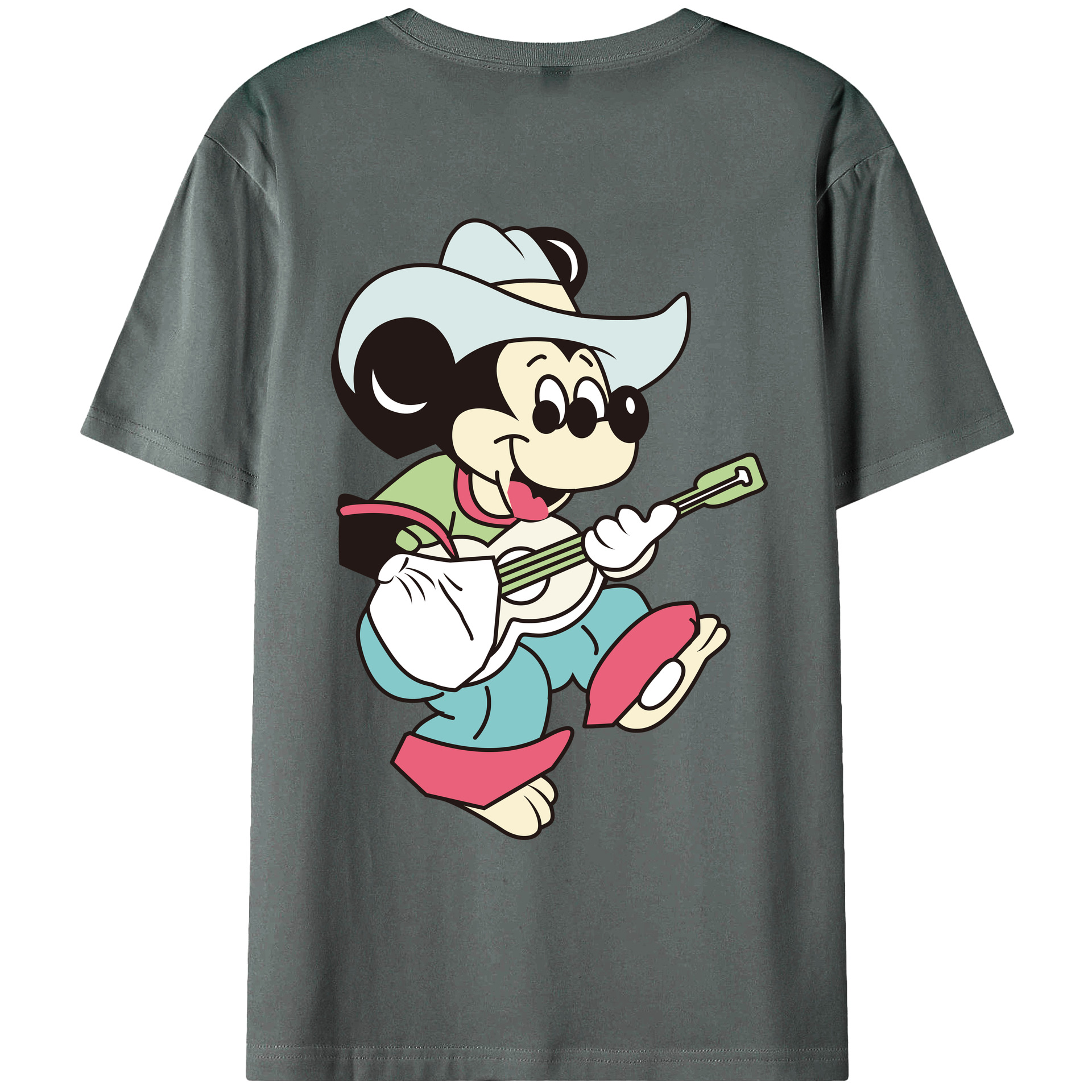 ミッキーマウス Mickey Mouse 綿100％ メンズ半袖Tシャツ（バックプリント） 通気性